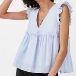 ZARA  trf Collection Cotton Babydoll Flutter Sleeve Top Photo 0