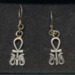 Ankh with Cobras Design Egyptian Silver Earrings Photo 0