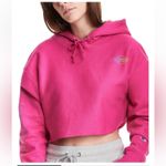 Champion NWT WOmens Reverse Weave Cropped Cutoff Hoodie Sweatshirt Pink Large Photo 1