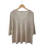 J Jill Women's Striped Button Shoulder 3/4 Sleeve Knit‎ Top Tan Size M Photo 2
