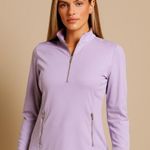 Laura Ashley Lilac Lavender Quarter-Zip Sweatshirt with Zipper Accents Size L Photo 0