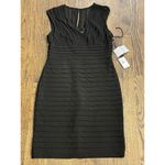 Adrianna Papell  Shutter Pleat Sheath Dress Size 10‎ Short Sleeve Black $158 Photo 2