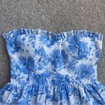 NWT Kelsis Blue and White Floral Strapless Mini Dress Size Medium Photo 2