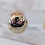 Vintage Clip On Earrings Mirrored Gold Tone Oval 7/8" Photo 2