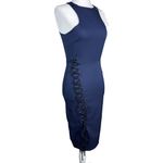 Lavish Lice NWT Lavish Alice Womens Dress Size 8 Navy Sleeveless Bodycon Midi Dress Lace-Up Photo 2