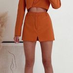 ZARA 2 piece Tangerine Tied Crop Blazer and Skort Photo 6