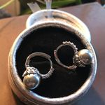 Beautiful 18k Gold Filled Zirconia/ Pearl Hoop NIB Gray Photo 1