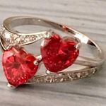 Double Heart Ring Red Photo 3