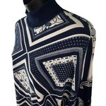 BDG Urban Outfitters Pierre Mock Neck Slouchy Top Blue & White Women’s XS BOHO Photo 3