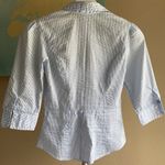 H&M Vintage  stretchy size 4 button down striped dress shirt blouse white blue Photo 6