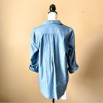 Old Navy | Blue Chambray Roll Tab Top Sz L Photo 5