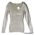 Guess New Heather Grey Sequined Scoop Neck Marina Sweater Size Small Photo 0