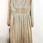 Aidan Mattox Dress Gold V-Neck Long Blouson Sleeve Tea Length A-Line Sz 12 NWT Photo 11