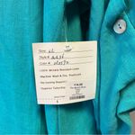 Fridaze Blouse Teal Ripple Tide Linen Pullover Henley 3/4 Ripple Slvs Sz XL NWT Blue Photo 3
