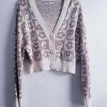 American Eagle Plaid Flower Ying Yang Button Down Long Sleeve Sweater Photo 0