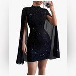 Black glittery whimsygoth Fairycore long sheer cape sleeve body Photo 1