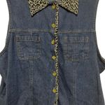 Original TY Wear Womens Button Top 2X Blue Chambray Leopard‎ Trim Y2K Western Size XXL Photo 3
