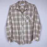 Untuckit for Her Layla Cotton Blend Flannel Button Up Shirt Tan Size 4 Tan Photo 2