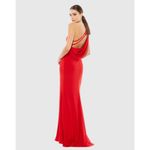 Mac Duggal NWT 6 Red Jersey One Shoulder Draped Back Slit Cocktail Gown strappy Photo 2