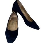 St. John  Pumps Heels Navy Suede Gold Logo Heel 9AA Photo 12