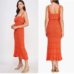 KOKO + MASON Popover Ruffle Pointelle Sweater Dress, Size Small, Orange, NWT Orange Photo 1