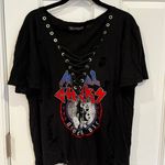 Rock Rose Couture Lace Up Distressed Band Tee Photo 2