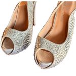 Audrey Brooke Size 11 Rhinestone Stilettos Peep-Toe Slingback Silver Photo 4