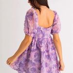 Entro Le Lis Textured Floral Puff Sleeve Square Neck Dress Photo 2