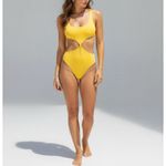 Agua Bendita Kasie Oazze Cut-Out One-Piece Swim, Yellow, Large Photo 3