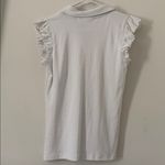 Rafaella  Women's White Ruffle Sleeve Polo Top Size Small Photo 2