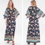 Chico's  Navy Floral Imperial Kimono Maxi Dress. Chico’s Size 2.5P (14) Photo 1