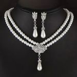 3pcs Earrings Plus Necklace Luxury Jewelry Set Faux Fashion Jewelry‎ Silver Photo 4