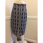 #23 Black and Ivory Chloe Dao Geometric Textured Linen Blend Pencil Skirt, Sz: 8 Photo 1