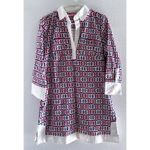 Tizzie Dress Womens Small Pink Blue Mini Tunic‎ Collar Luxury Preppy Resort Photo 0