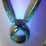 Brown Tan Horn Pendant Necklace Vintage Seed Beaded Strand Barrel Clasp Resin Photo 9