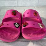 Crocs Classic Sandals Womens 7 Men 5 Pink Charms Two Double Strap Bright Comfort Photo 6