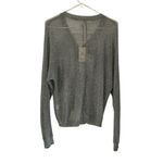Elan  Silver Sheer Knitted Zip Up Cardigan(Size Small) Photo 4