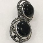 JACK JUDITH Onyx Marcasite Silver Vintage Studs Photo 7