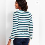 Talbots Striped Fringe Trim Jacket Blazer Plus Size 22WP NWT Ivory Jade Navy Photo 1
