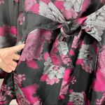 Jerry T Art To Wear Floral Jacket Tie Front Flare Sz Large Pink Photo 8
