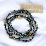 NEW/NWT Garden Party Blue and Gold Beaded Stretch Bracelets Set Photo 1