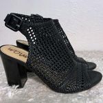 Sam Edelman  Evie  Women's Black  Leather  Woven Caged Heels Shoes Size 8.5 Photo 2