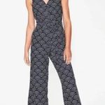 Boden USA Boden Sleeveless Jumpsuit Wide Leg Cropped Navy Blue White Pattern - Size 6 Photo 0