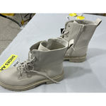 Womans NOBO Sintetico Memory Foam Ivory Lace Up Chunky Heel Combat Boots 10 Photo 2