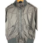 Unionbay  Womens Short Sleeve Bomber Jacket Large Gray 100% Cotton Photo 2