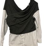 Vince Camuto  Long Sleeve
Stripe Button Down White Gray Shirt size medium Photo 0