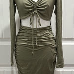 🆕 Heart Hips Olive Green Ruched Dress Size M Size M Photo 0
