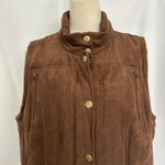 Relativity Vest Faux Suede Brown Quilted Padded Sleeveless Jacket Women XL Photo 1