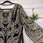 Ultra Pink Blouse | Women’s 2X | Black With Gold Embroidery Photo 1