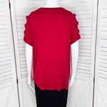 Bobeau ‎ Ladder Cutouts Short Sleeve T Shirt Red Small Cold Shoulder Photo 3